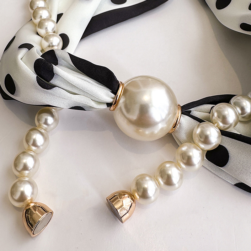 Satin Neck Scarf with Pearls C - Travel Accessories Aesthetic recension och pris